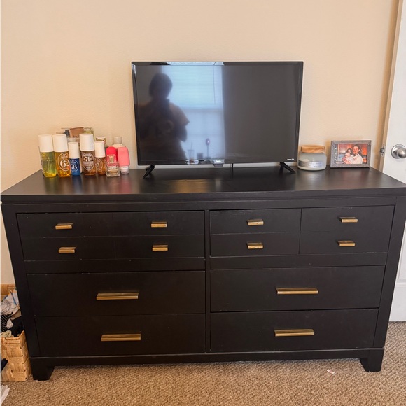 Black Dresser with Gold Handles